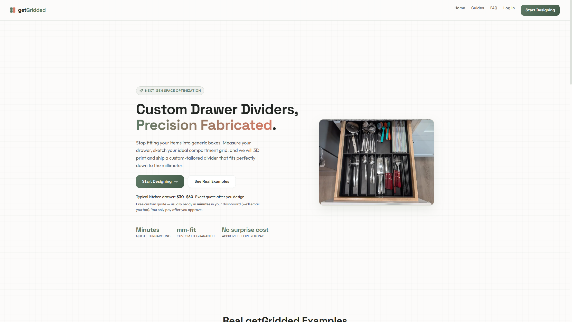 getGridded custom drawer divider designer homepage